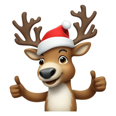 Reindeer with Santa hat doing thumbs up sticker