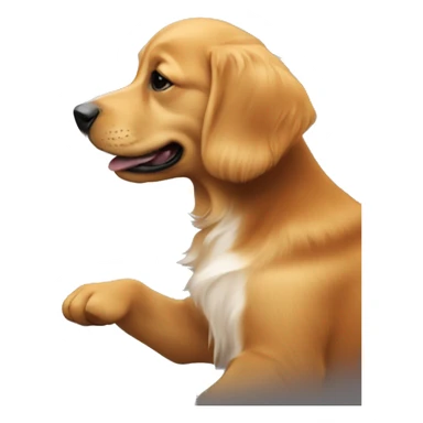 Red golden retriever puppy with dark blonde man making cookies sticker