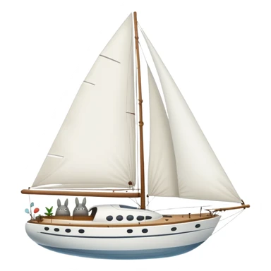 White sailing yacht totoro sticker