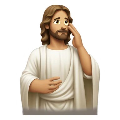 jesus listening with hand cupping ear sticker