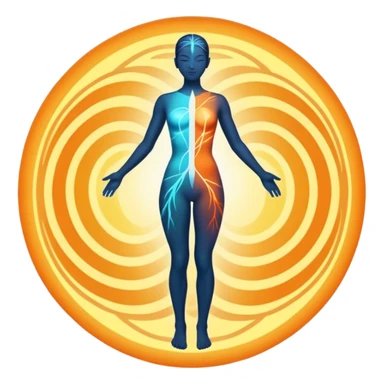 human silhouette with balanced energy lines sticker