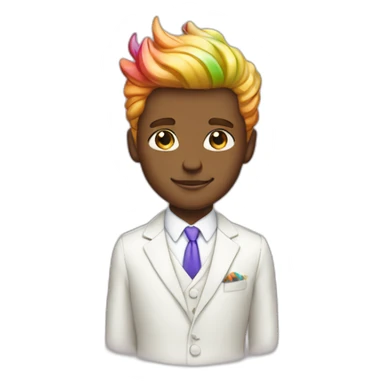 Posh-boy-with-white-suit-and-rainbow-unicorn-hair sticker