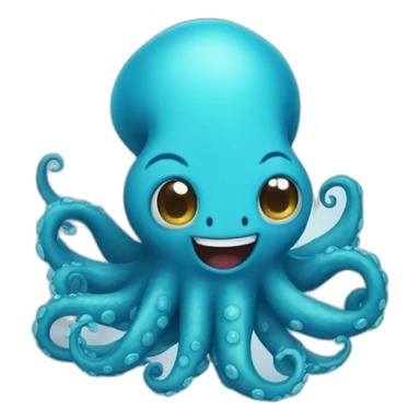 cute blue kraken laughi sticker