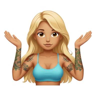 girl with long blonde hair and tattoos on arms sunbathing sticker