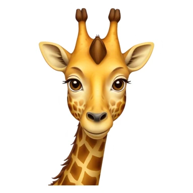 Cinematic Noble Giraffe Portrait Emoji, Poised and regal, with a towering, elegant build and a stunning, patterned Fur of warm yellows and browns, long, graceful neck and soulful, gentle eyes, Simplified yet sharp and sophisticated features, highly detailed, glowing with a soft, dignified glow, high shine, intelligent and graceful, stylized with an air of savannah majesty, focused and attentive, soft glowing outline, capturing the essence of a watchful and confident giant, so majestic it feels as though it could stretch out of the screen with effortless authority! sticker