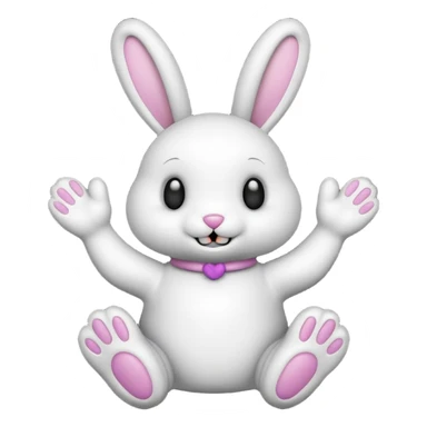 Emoji pour twitch d'une peluche lapin squelette noir faisant signe de la patte avec le texte:"Hi !" sticker