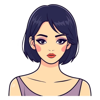 Black haired woman with fancy makeup sticker