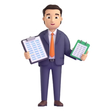 male accountant with spreadsheet and accounting tools sticker