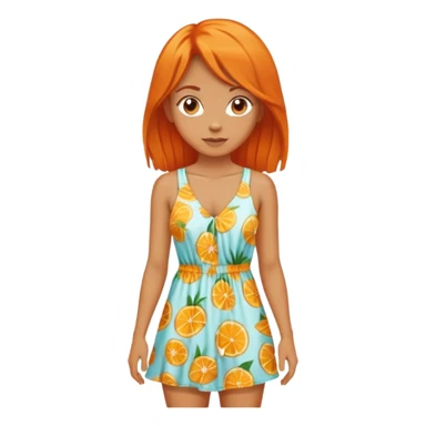 orange hair woman with beach outfit dress full body sticker