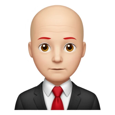 bald with red necktie, white sticker