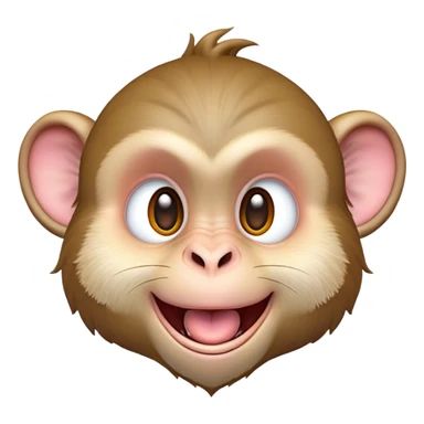 Cinematic Adorably Mischievous Macaque Portrait Emoji, Head tilted in a playful wink with an exaggerated, cheeky grin and a slightly raised eyebrow, featuring a compact, nimble build with fluffy fur and round, twinkling eyes brimming with mischief, Simplified yet irresistibly endearing features, highly detailed, glowing with a bright, joyful radiance, high shine, lively and quirky, stylized with an air of whimsical primate fun, soft glowing outline, capturing the essence of a mischievous macaque that seems ready to pull a playful face and scamper into your heart! sticker