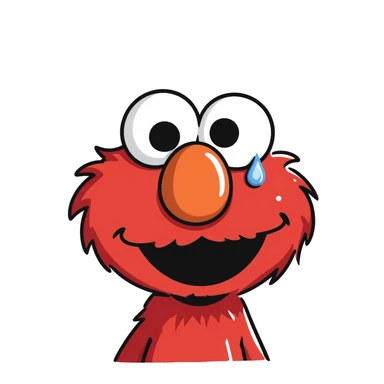 A sad Elmo feeling blue with a tear coming down sticker