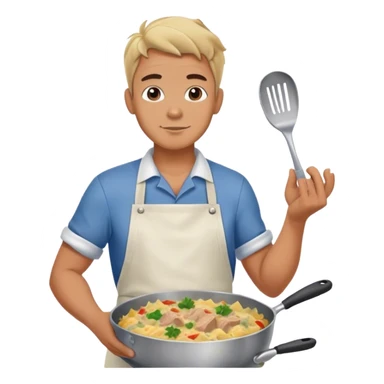 Man cooking tuna casserole  sticker