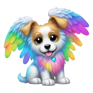 Lisa frank rainbow fluffy puppy with angel wings sticker