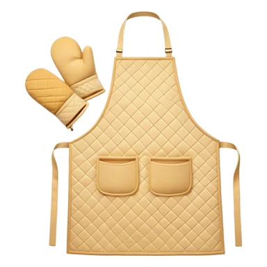 Cinematic Realistic Apron & Oven Mitts, a neatly folded soft pastel apron with subtle fabric textures, resting next to thickly padded oven mitts with a quilted pattern, warm golden kitchen lighting reflecting off the fabrics, evoking a sense of homely warmth and culinary creativity. sticker