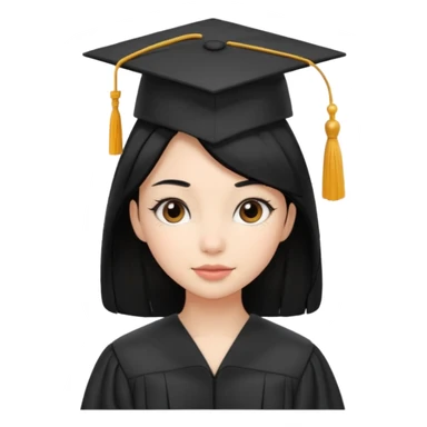 girl with beautiful black hair and graduation hat sticker