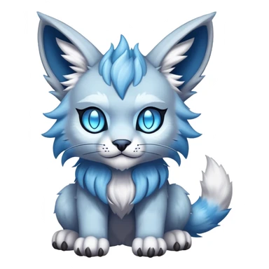 A blue fantasy-lynx-fakemon-creature-hybrid sticker