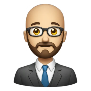 questioning business analyst on a conf call bald with beard sticker