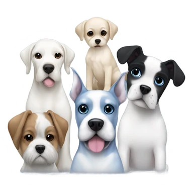 A white Great Dane, a blue Great Dane, a black chihuahua and a white Shih Tzu sticker