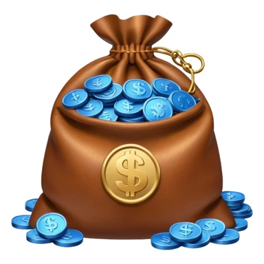 money bag on top of blue coins stack sticker