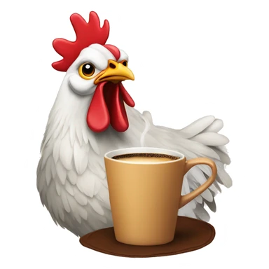 chicken drinking coffee sticker