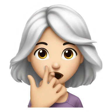 Black haired white girl sending a kiss and heart sticker