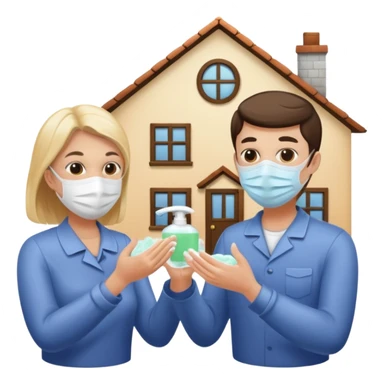 Give me emojis that represent corona-time safety rules such as: keep your distance, wear a mask, wash hands, avoid crowds, sanitize regularly, stay home, and no handshakes. Use only relevant emojis.  another except this   sticker