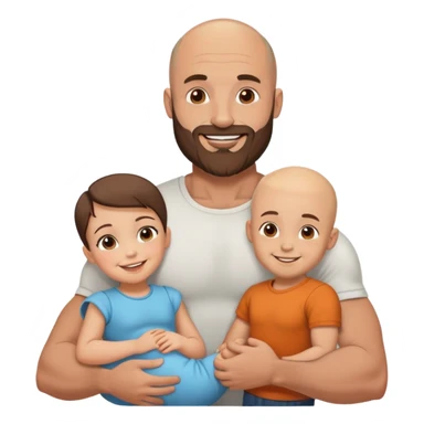 Muscular Bald man with a beard crazy in love with his young brunette wife and 3 sons sticker
