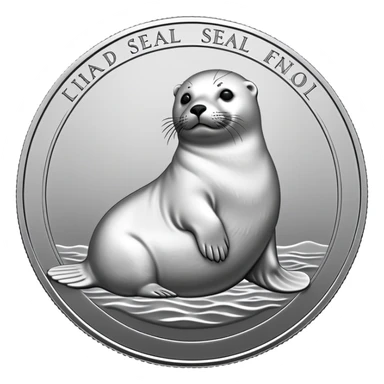 Make a coin engraved harp seal  whole body  sticker