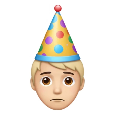 happy who is sad wearing a party hat sticker