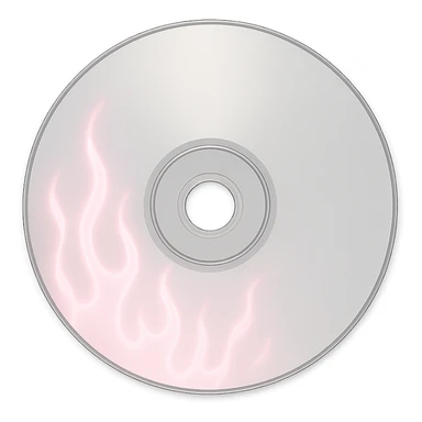 A minimalist CD disc with subtle pink flames, glowing effect, variation 2, shape: square sticker