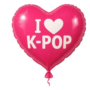 pink kpop fan heart balloon, fun and festive sticker