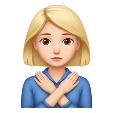 girl crossing her hands around her neck sticker