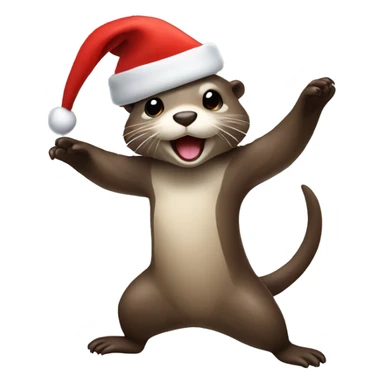 Otter dancing with santa Claus hat  sticker