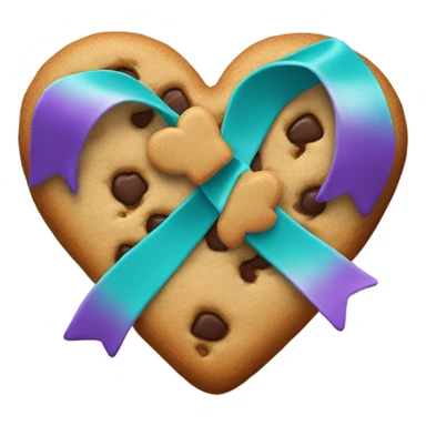 Purple teal Suicide awareness ribbon on heart cookie sticker