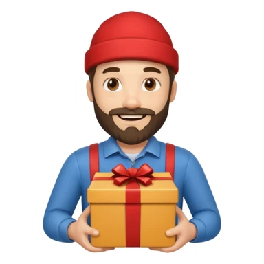 bearded man courier holding gift box sticker