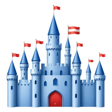 The flag has a yellow background with four horizontal red stripes running across it. In the upper left corner, there is a blue rectangle containing a white, stylized castle with three towers, the middle tower being taller than the others. sticker