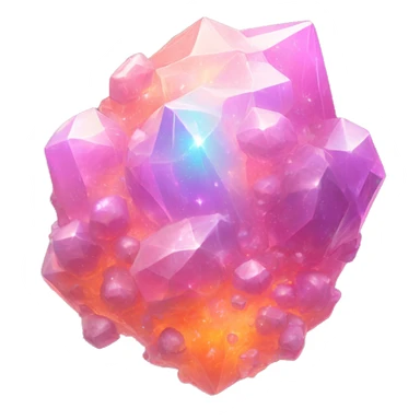 Pastel iridescent nebula crystal cluster pink and orange sticker