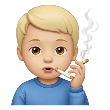 a baby smoking a cigarette and looking high and make it in a traditional emoji style sticker
