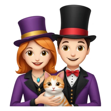 magician couple and their pet cat sticker