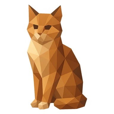 illustration of a cat made of geometric shapes in polygonal style sticker
