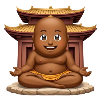 meditating laughing poop emoji at temple sticker