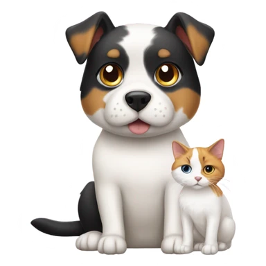 White dog sitting next to a calico cat  sticker