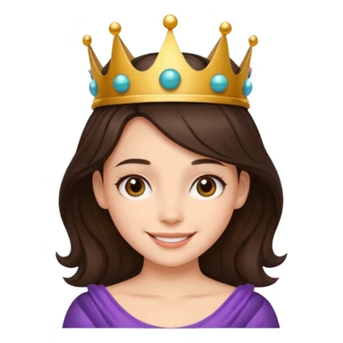 A brunette hair girl with a ball's crown smiling gently. sticker