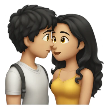 Girl kissing boy with dark hair sticker