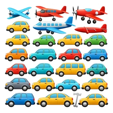 Emoji puzzle using objects or vehicles only.
Example: cars, bicycles, planes, tools.
One emoji slightly rotated or different shade.
Very subtle difference.
Modern flat design. sticker