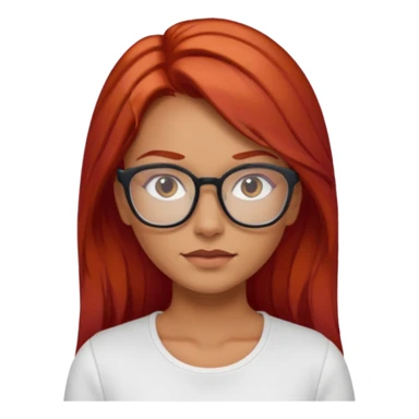 Crespa peli roja tono fuerte , trigueña , con lentes y top blanco pelo largo  sticker