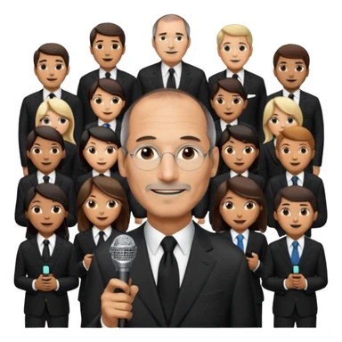 create a founder mode emoji like steve jobs having a 100 executive retreat

 sticker