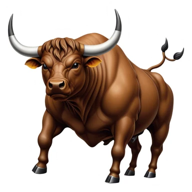 Cinematic Realistic depiction of a powerful Spanish charging bull, rendered with dynamic muscle definition and detailed, textured hide, set against a dramatic backdrop with intense, action-packed lighting sticker