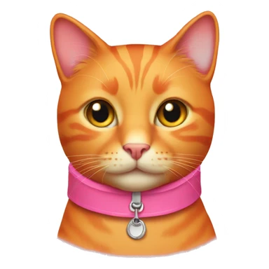 All orange cat with pink collar sticker